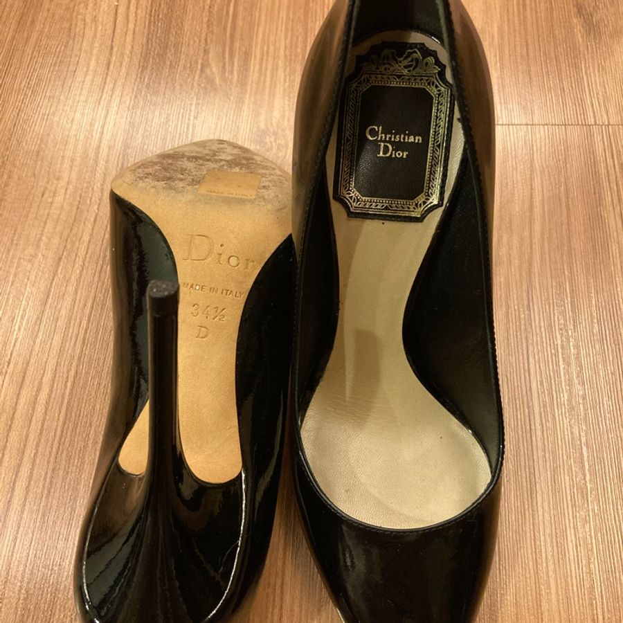 Christian Dior黑色漆皮高跟鞋34.5號-3