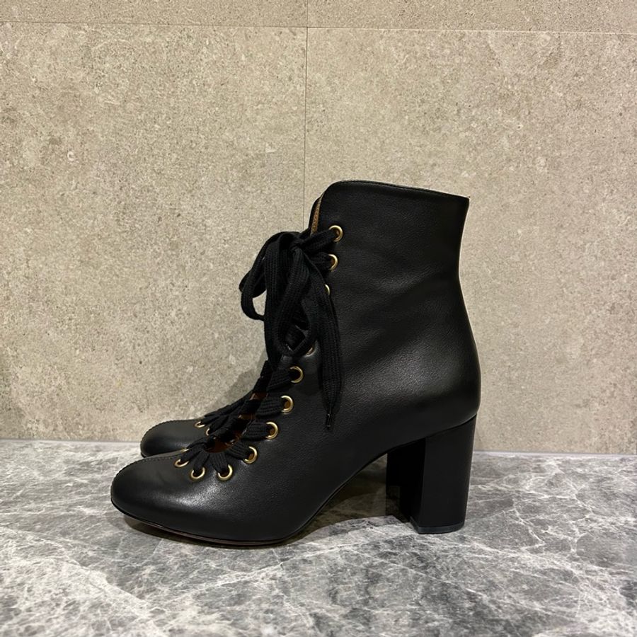 CHLOE 黑色皮革短靴-1
