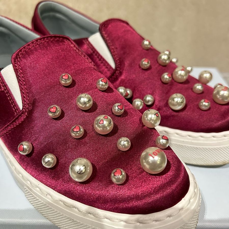 Chiara Ferragni 眨眼珍珠緞面厚底鞋/樂福鞋/休閒鞋-2