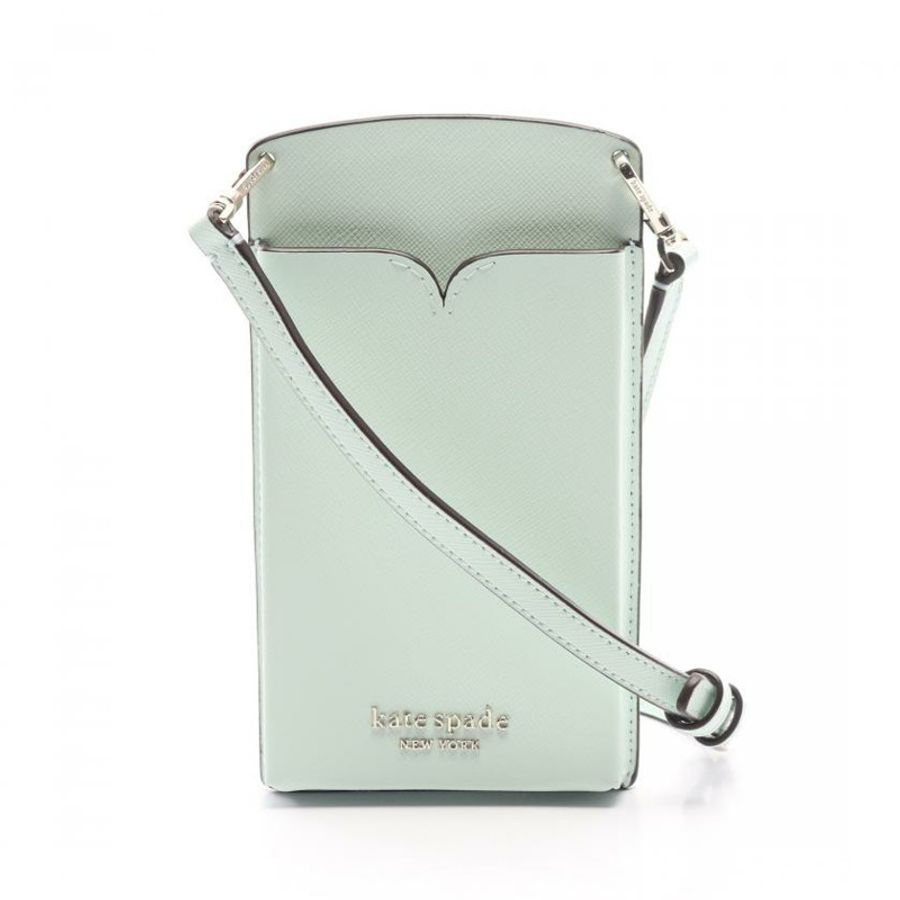 【日本直送】 中古kate spade 9.5成新 Spencer Slim 手機殼 真皮肩包 淺綠色-0