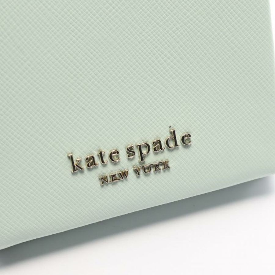 【日本直送】 中古kate spade 9.5成新 Spencer Slim 手機殼 真皮肩包 淺綠色-3