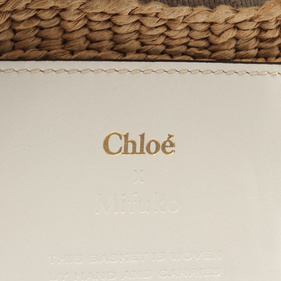 【日本直送】 中古Chloe 9成新 小提籃包 肩包 公平貿易認證紙 真皮 米色 白色-3