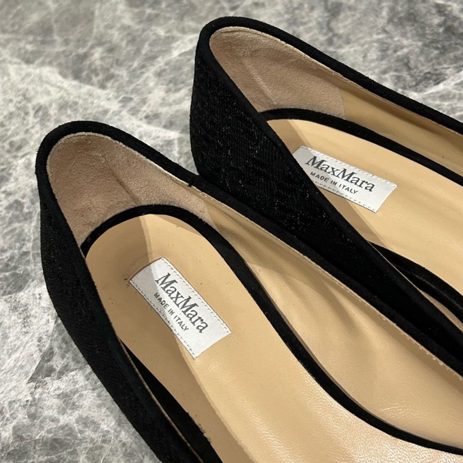 Max Mara 黑色尖頭鞋/蕾絲/平底鞋-5