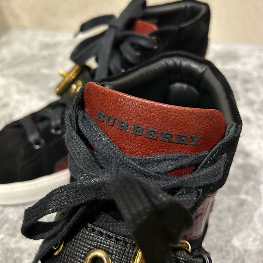 Burberry 高筒運動鞋/休閒鞋/皮革拼接-5