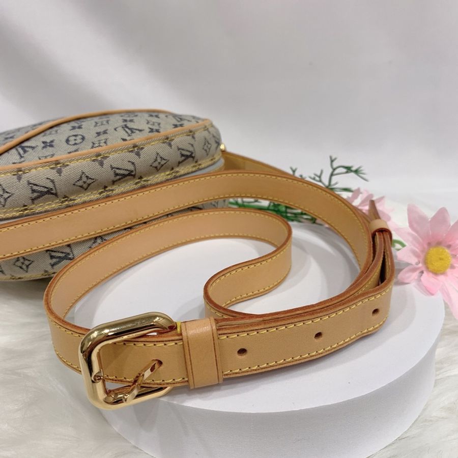LOUIS VUITTON LV 中古款VINTAGE 老花 藍灰色 丹寧圓餅包/斜背包-2