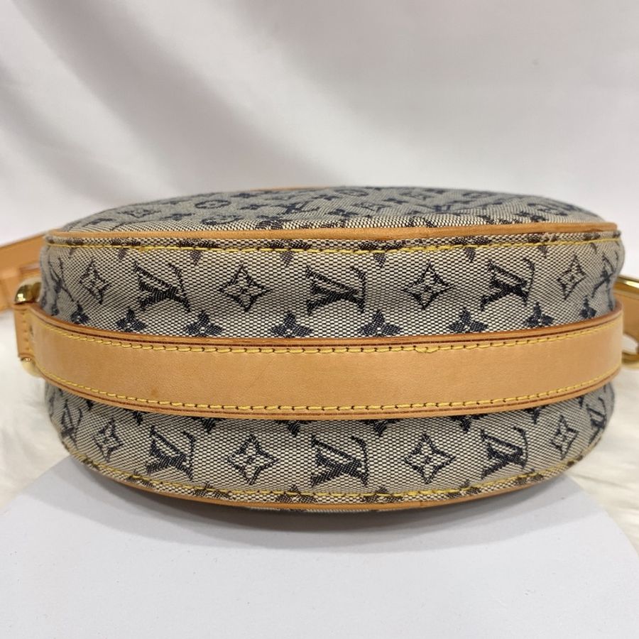 LOUIS VUITTON LV 中古款VINTAGE 老花 藍灰色 丹寧圓餅包/斜背包-7