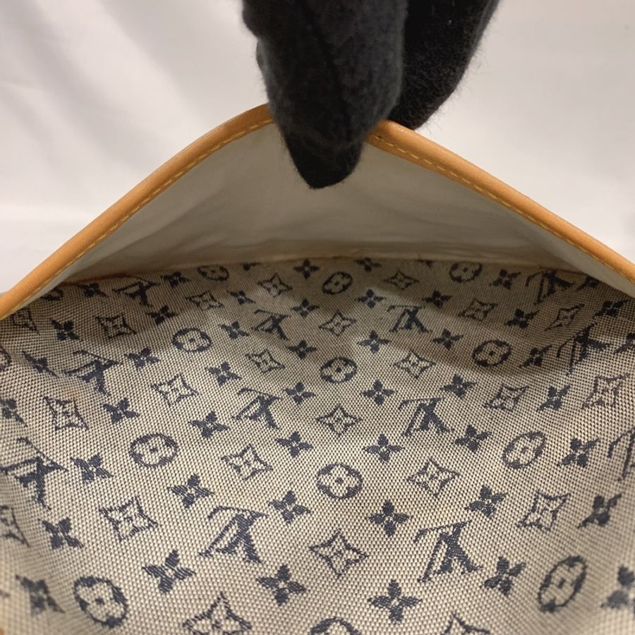 LOUIS VUITTON LV 中古款VINTAGE 老花 藍灰色 丹寧圓餅包/斜背包-10