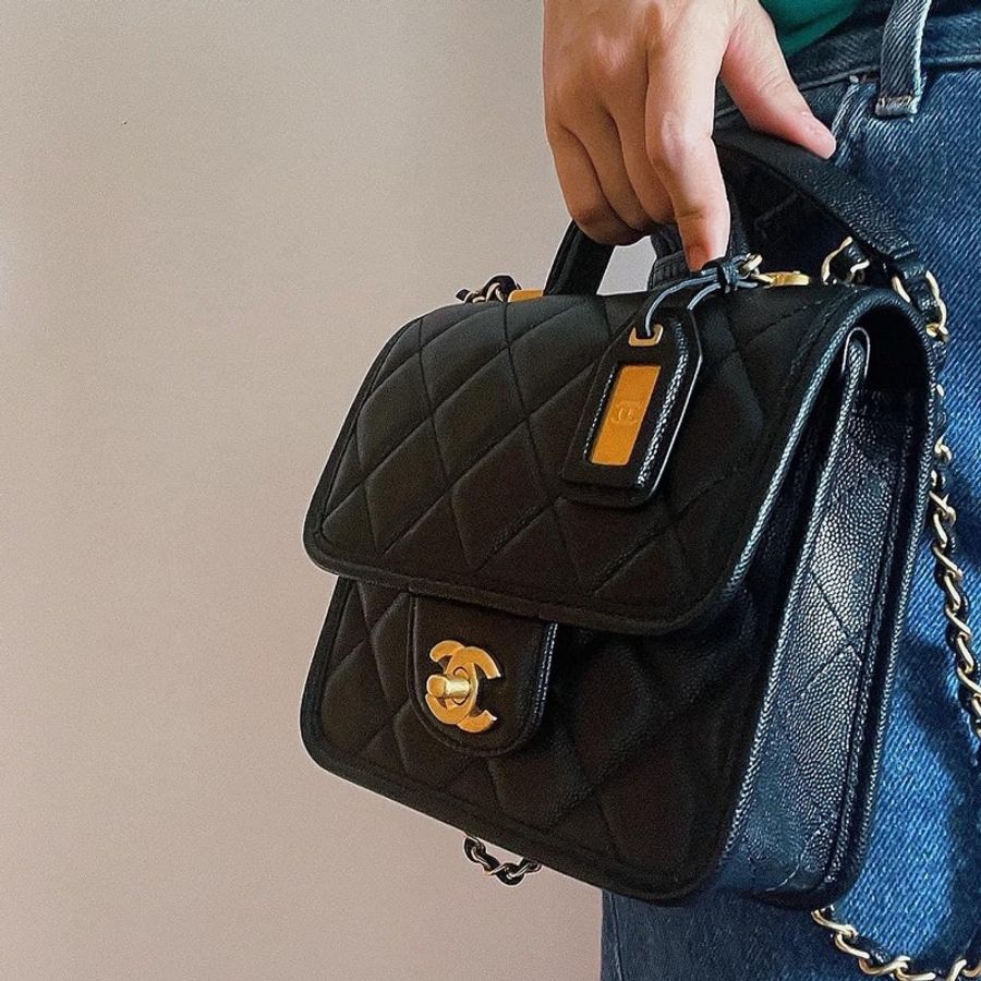 (暫售!先訊息詢問)全新Chanel 22k Top handle 荔枝方胖/台北購證-4