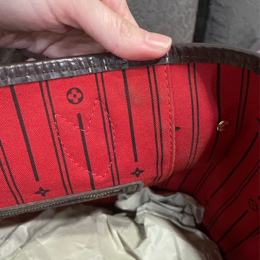 Louis Vuitton Neverfull 經典棋格紋帆布肩背包-12