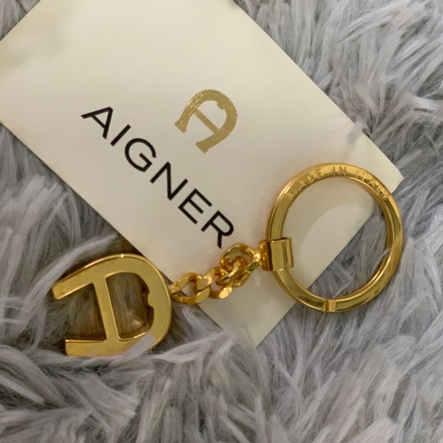 AIGNER 經典LOGO鑰匙圈 金色-0