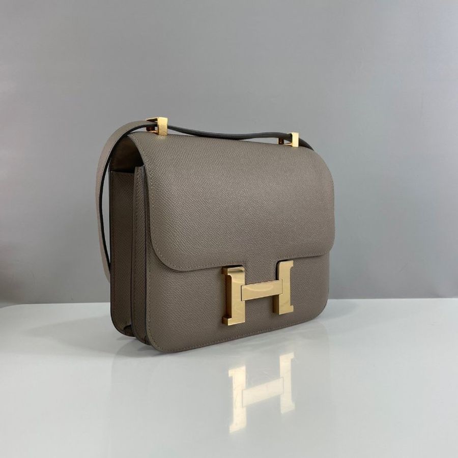 Hermes灰棕色Epsom皮玫瑰金扣康康Constance 24 A刻-2