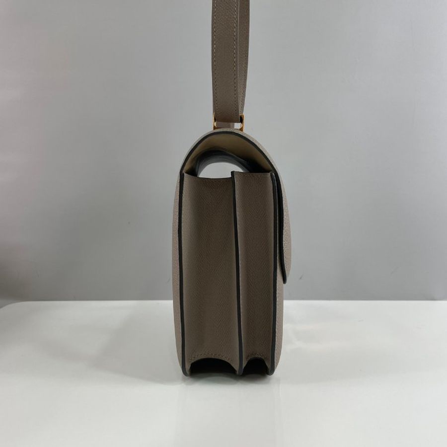 Hermes灰棕色Epsom皮玫瑰金扣康康Constance 24 A刻-5