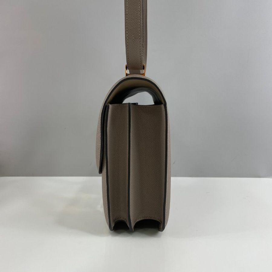 Hermes灰棕色Epsom皮玫瑰金扣康康Constance 24 A刻-6