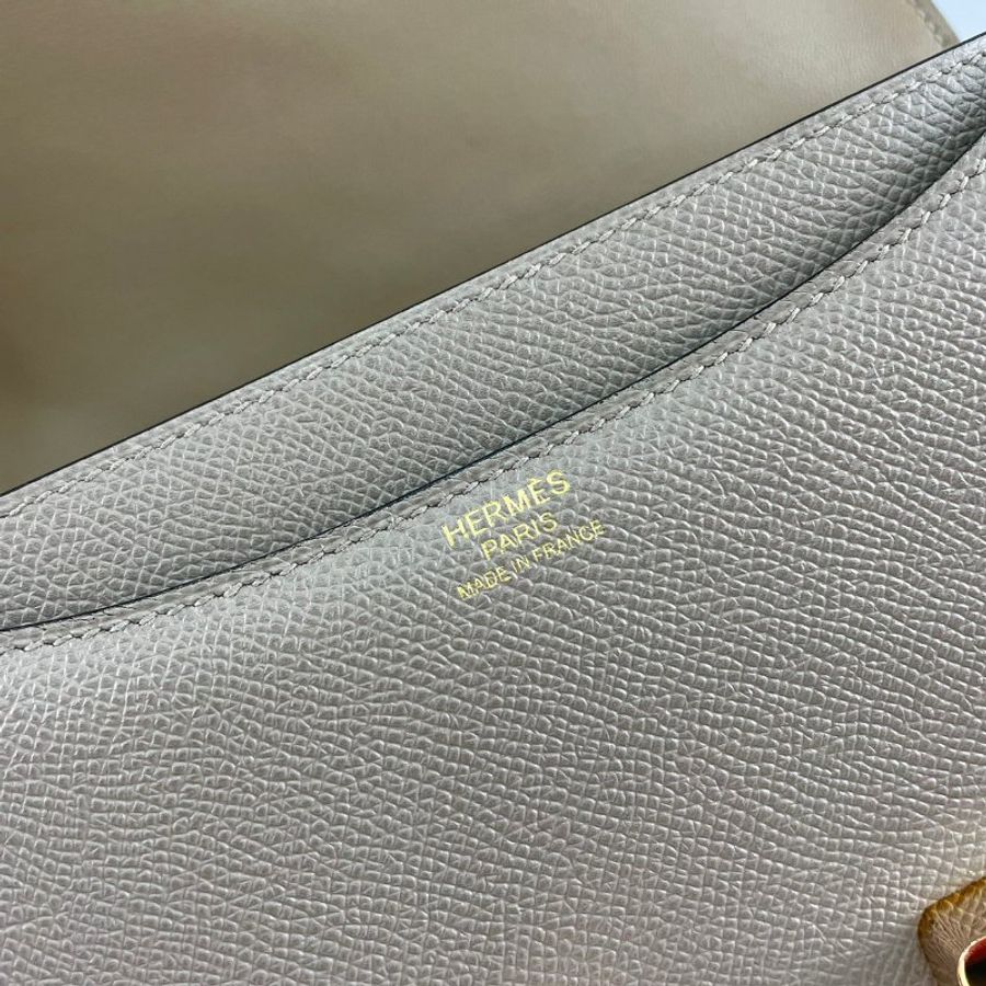 Hermes灰棕色Epsom皮玫瑰金扣康康Constance 24 A刻-13