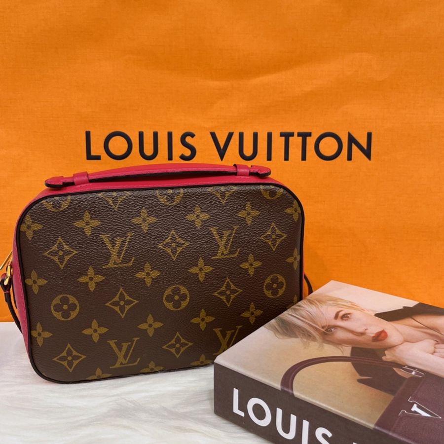 Louis Vuitton LV 字紋拚紅皮革 流蘇 相機包/斜背包-1