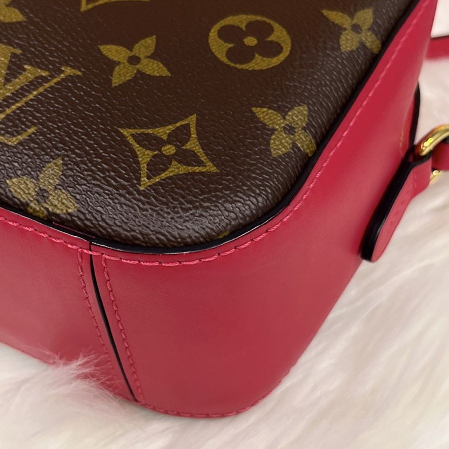 Louis Vuitton LV 字紋拚紅皮革 流蘇 相機包/斜背包-5