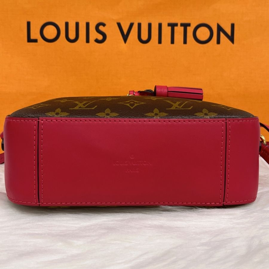 Louis Vuitton LV 字紋拚紅皮革 流蘇 相機包/斜背包-6