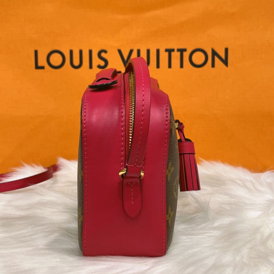 Louis Vuitton LV 字紋拚紅皮革 流蘇 相機包/斜背包-7