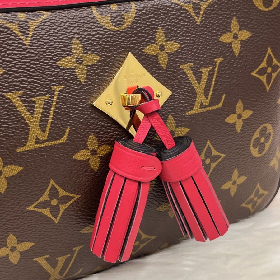 Louis Vuitton LV 字紋拚紅皮革 流蘇 相機包/斜背包-9