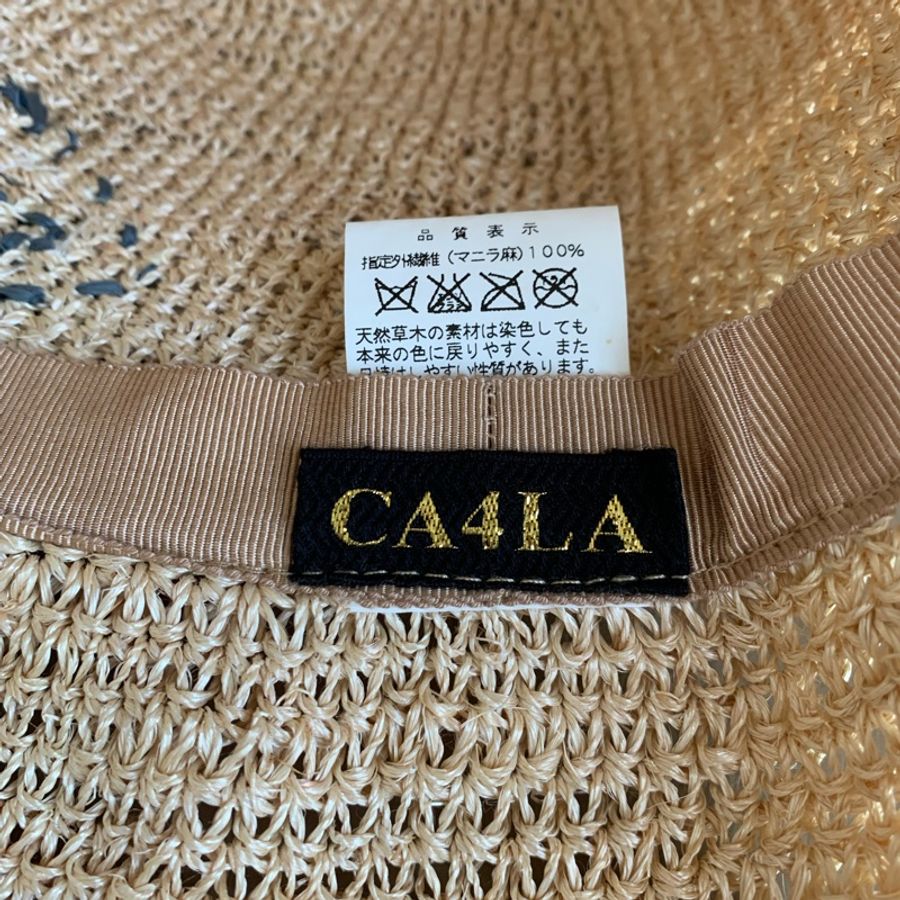 Ca4la 蝴蝶結草帽 米白X藍色-3