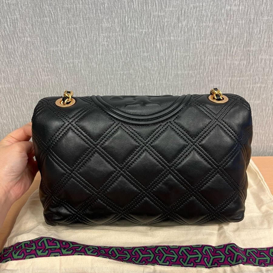 Tory Burch Fleming 黑色超經典 小羊皮鏈條包-4