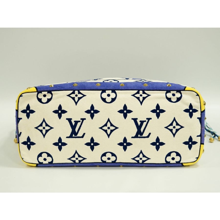 真正的路易威登 LOUIS VUITTON LV Eponge 交織字母樁手提包單肩包白色藍色 M92097 Eponge Vuitton 包二手-2