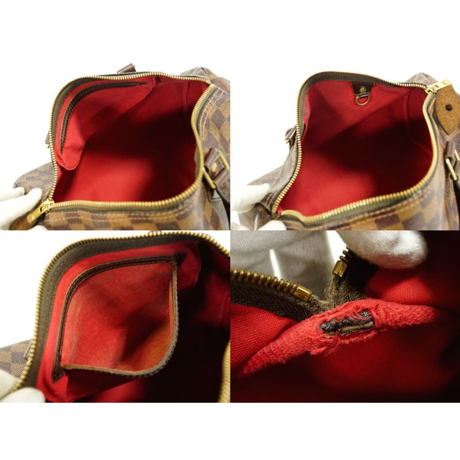 正品路易威登 LOUIS VUITTON LV 老款 Speedy 30 Damier Ebene 手提包迷你波士頓包棕色 N41531 Speedy Vuitton 包二手-7