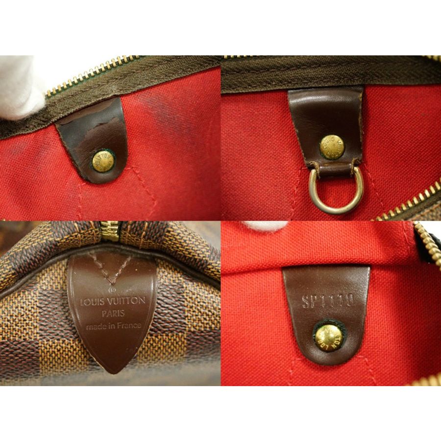正品路易威登 LOUIS VUITTON LV 老款 Speedy 30 Damier Ebene 手提包迷你波士頓包棕色 N41531 Speedy Vuitton 包二手-8