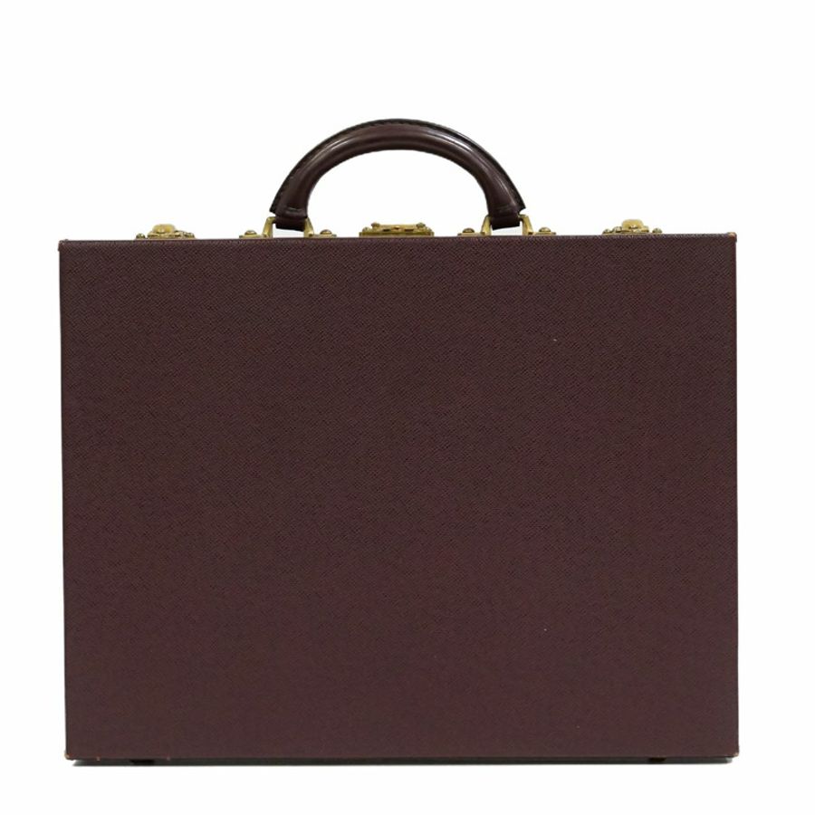 正品路易威登 LOUIS VUITTON LV Diplomat Taiga 皮革公文包後備箱手提包 Acajou Bordeaux M30016 Diplomate Vuitton 包二手-0
