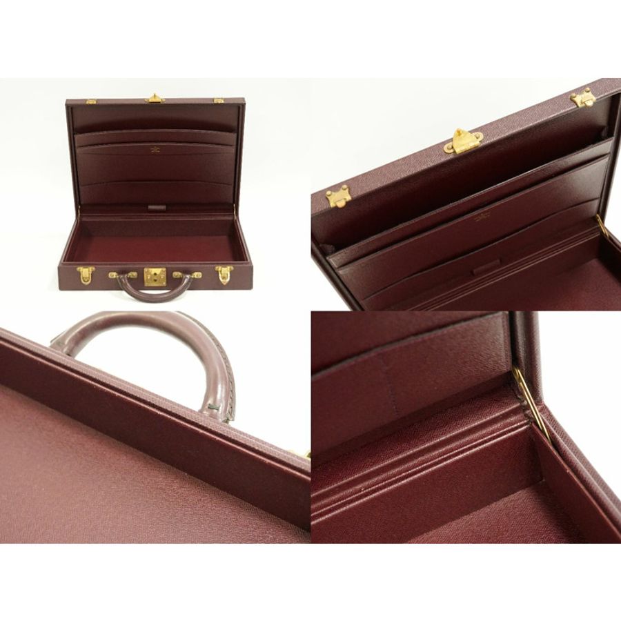 正品路易威登 LOUIS VUITTON LV Diplomat Taiga 皮革公文包後備箱手提包 Acajou Bordeaux M30016 Diplomate Vuitton 包二手-7