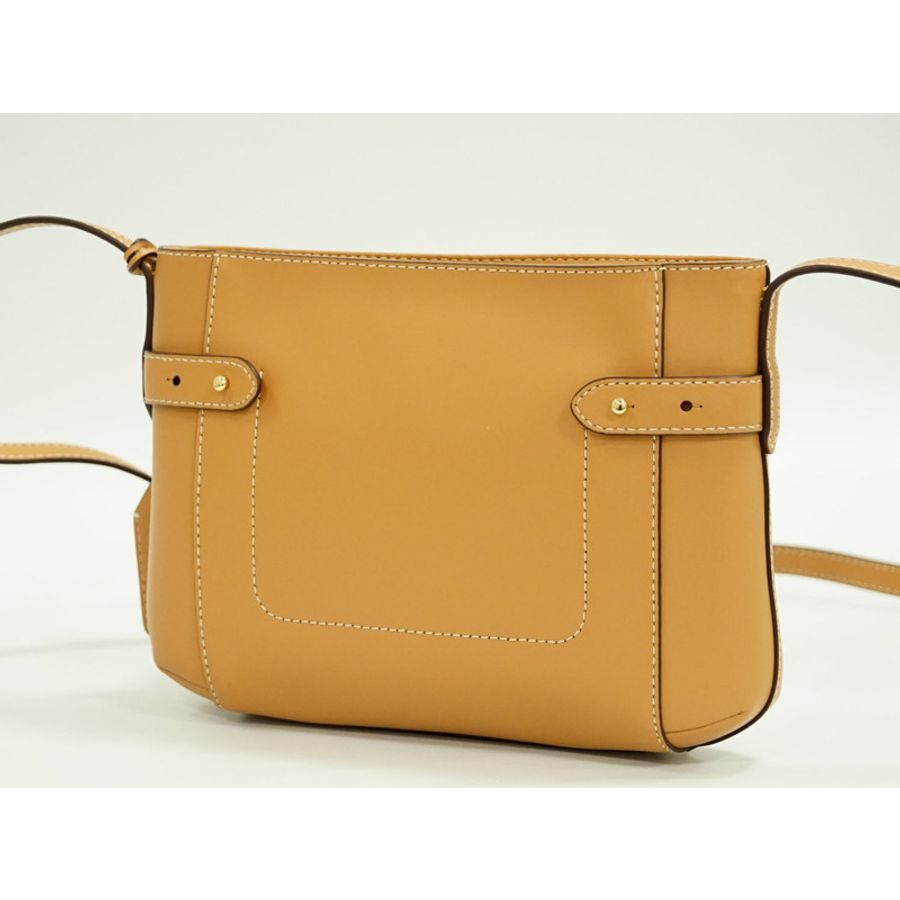 正品拉爾夫勞倫 RALPH LAUREN 皮革單肩包 pochette 棕色包二手-1