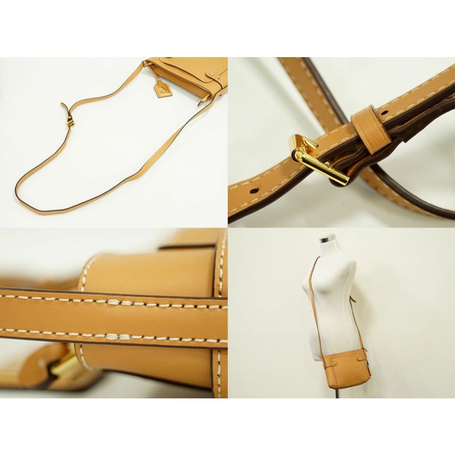 正品拉爾夫勞倫 RALPH LAUREN 皮革單肩包 pochette 棕色包二手-4