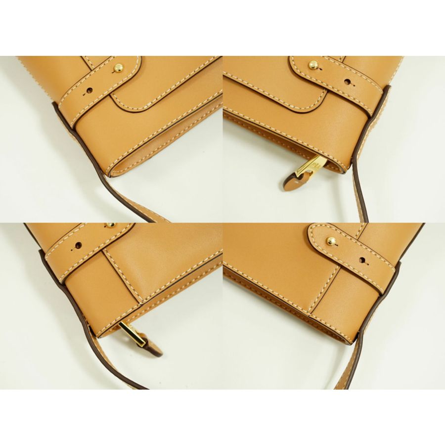 正品拉爾夫勞倫 RALPH LAUREN 皮革單肩包 pochette 棕色包二手-5