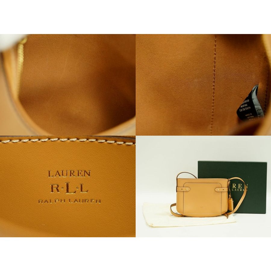 正品拉爾夫勞倫 RALPH LAUREN 皮革單肩包 pochette 棕色包二手-8