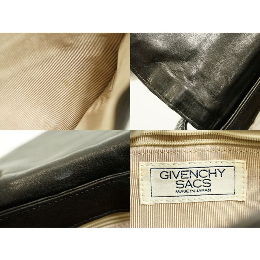 真正的紀梵希 GIVENCHY 皮革單肩包 pochette 黑色包使用-8