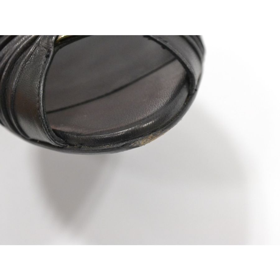 真正的 Salvatore Ferragamo Salvatore Ferragamo Vara 穆勒涼鞋鞋跟 7 皮革黑色女式 Vara 鞋鞋二手-4