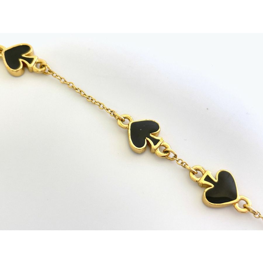 正品 Kate spade Kate Spade 黑桃圖案項鍊吊墜 GP 鍍金黑色配飾珠寶二手-5