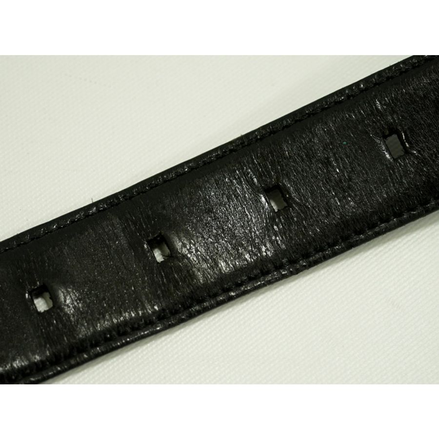 正品 Bvlgari BVLGARI 皮革腰帶黑色銀色金屬配件男裝配件二手-4