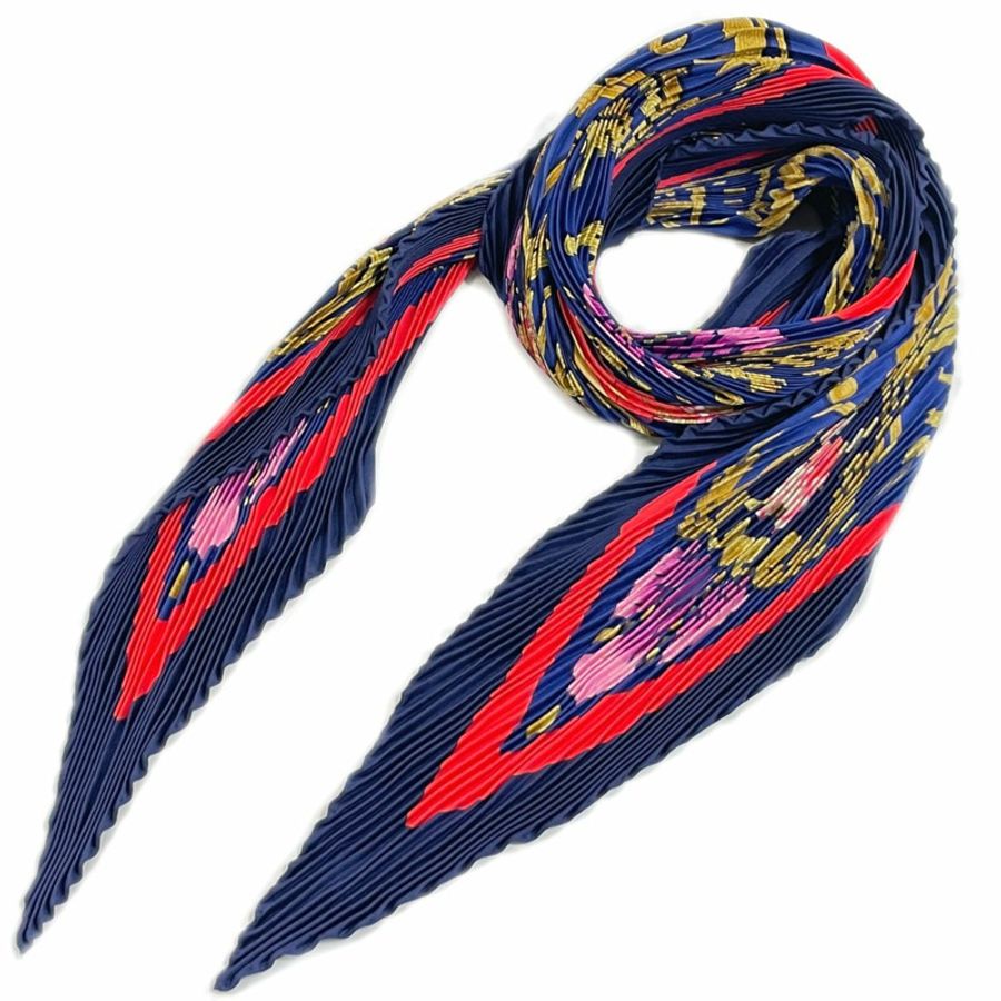 正品愛馬仕 HERMES 百褶 Carre Cheval Turc 土耳其馬百褶圍巾真絲海軍服配飾二手-0