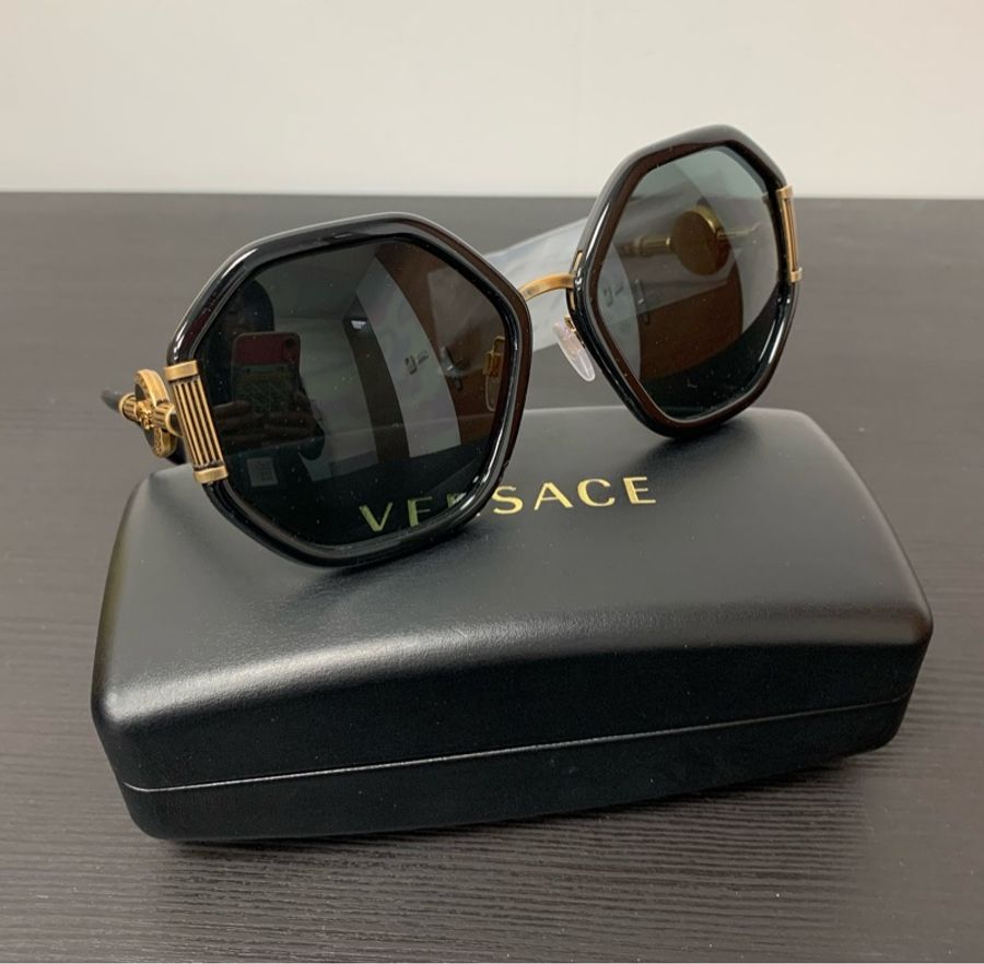 全新Versace范思哲復古金設計梅杜莎太陽眼鏡-3