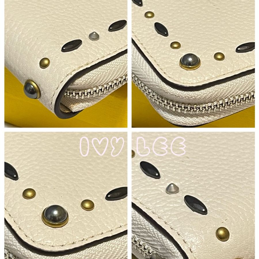 COACH 蔻馳 白色拉鍊中夾 可愛造型 精緻中夾 精品-5