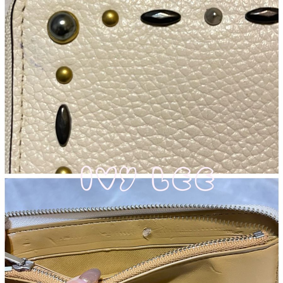COACH 蔻馳 白色拉鍊中夾 可愛造型 精緻中夾 精品-8