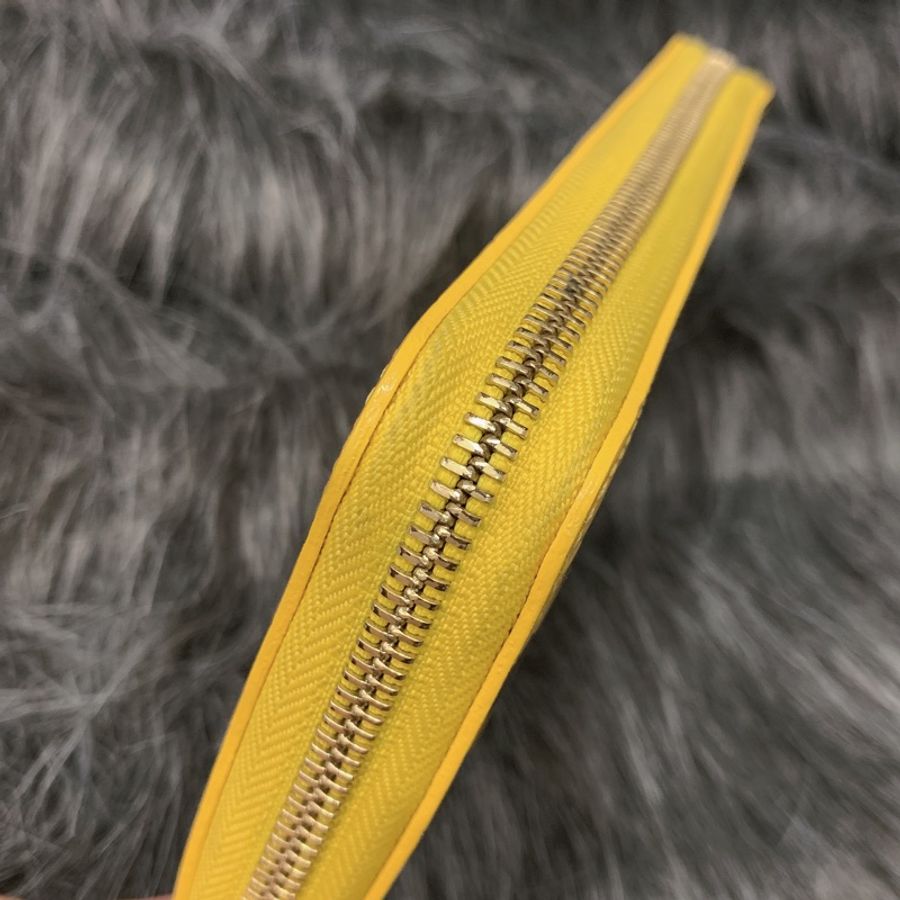 Louis Vuitton LV 限量款 黃色黑點 漆皮壓紋 草間彌生 拉鍊長夾/皮夾-3