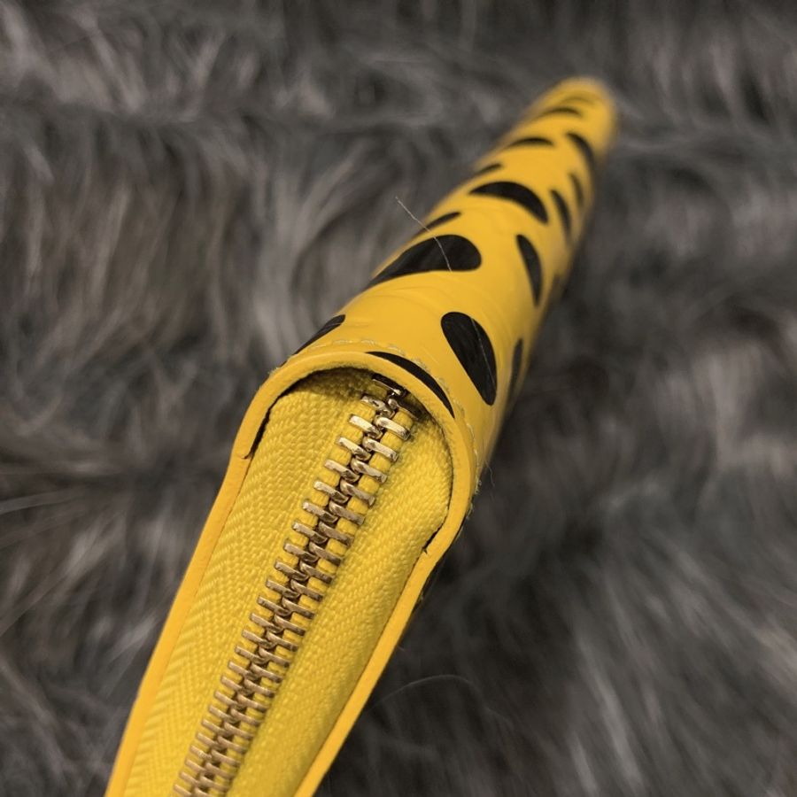 Louis Vuitton LV 限量款 黃色黑點 漆皮壓紋 草間彌生 拉鍊長夾/皮夾-4