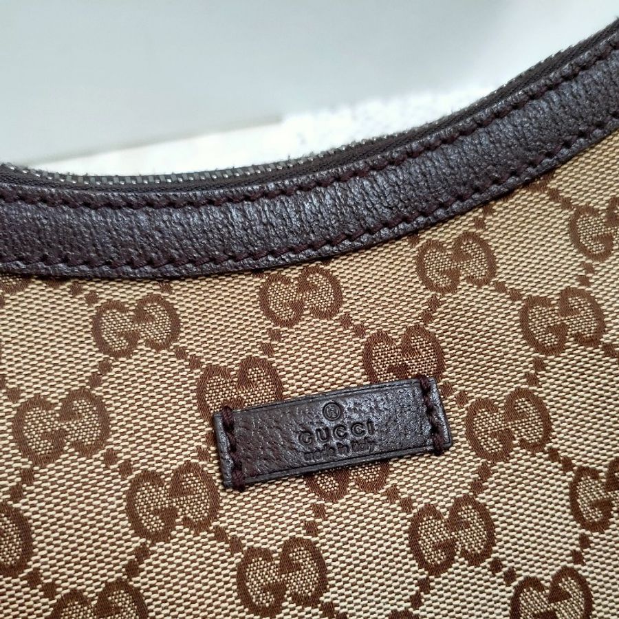 9成新正品gucci 經典綠紅背帶+gg緹花半月斜背包（附專櫃購買證明）-5