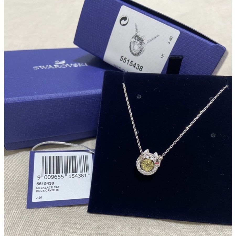 🐈全新🐈 Swarovski 施華洛世奇 招財貓 項鍊 黃水晶項鍊-2