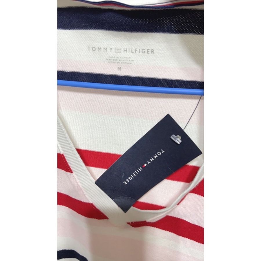 ✨全新✨Tommy Hilfiger 白底 條紋 短袖 洋裝 領子 刺繡logo-2