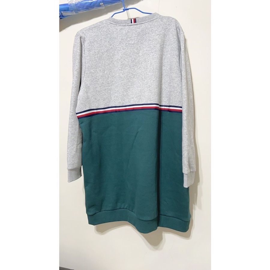 💚 全新💚Tommy Hilfiger 內刷毛 綠灰拼色 長袖 洋裝 刺繡logo-1