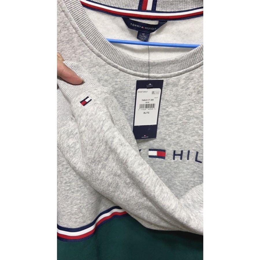 💚 全新💚Tommy Hilfiger 內刷毛 綠灰拼色 長袖 洋裝 刺繡logo-2