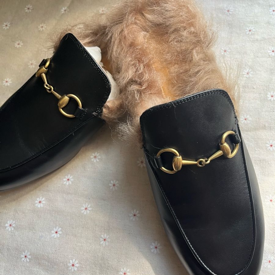 Gucci 毛毛懶人拖 全新 女鞋37-0